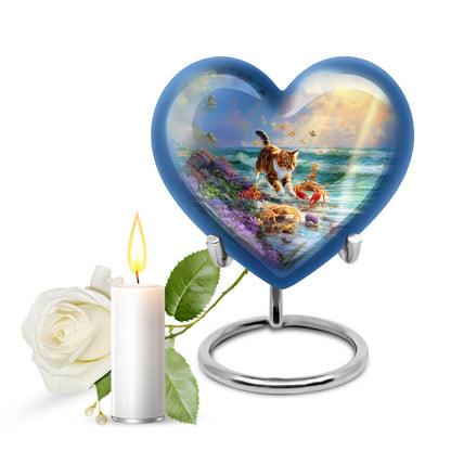 Personalized Blue Revered Cat Cremation Urns for Human Ashes - 10-inch, 200 cu in - Yatskia