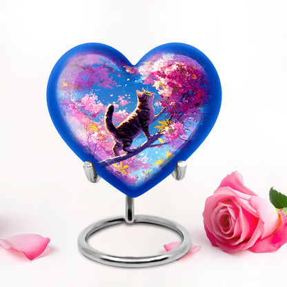 Blue Cat Cremation Urns - Honored Embrace 10-inch, 200 cu in - Yatskia