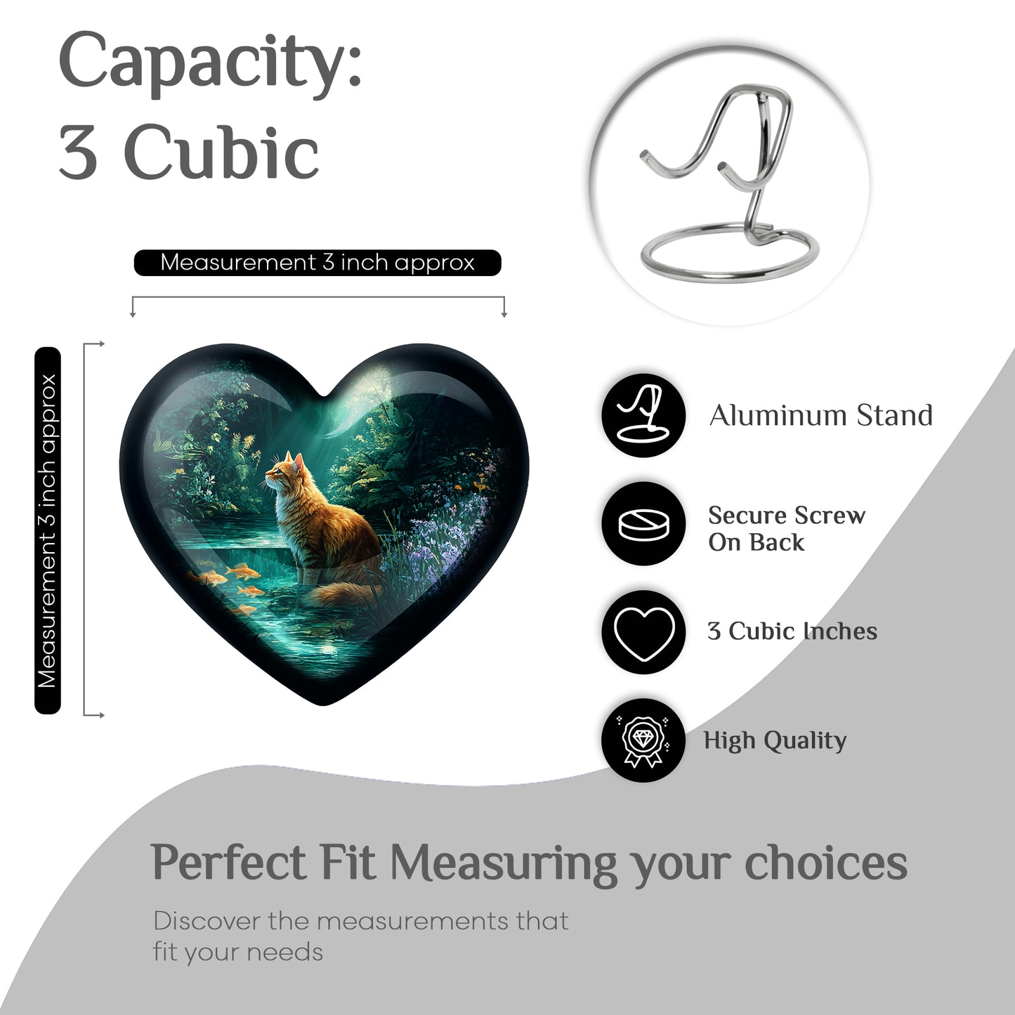 Jewel Teal Cat Cremation Urn front view showing detailed design - heart-shaped cat design symbolizing eternal love - mini keepsake memorial for portion of cremation ashes
