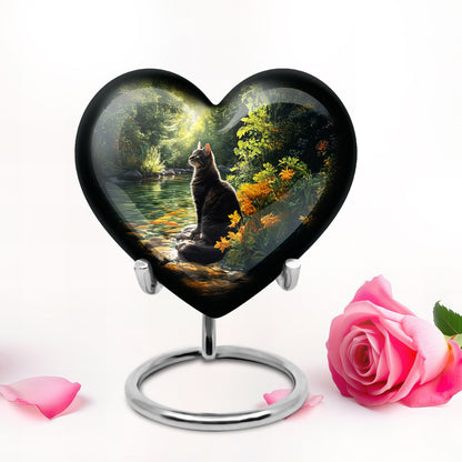 Personalized Black Cat Cremation Urns for Ashes - Peaceful 10-inch - Yatskia