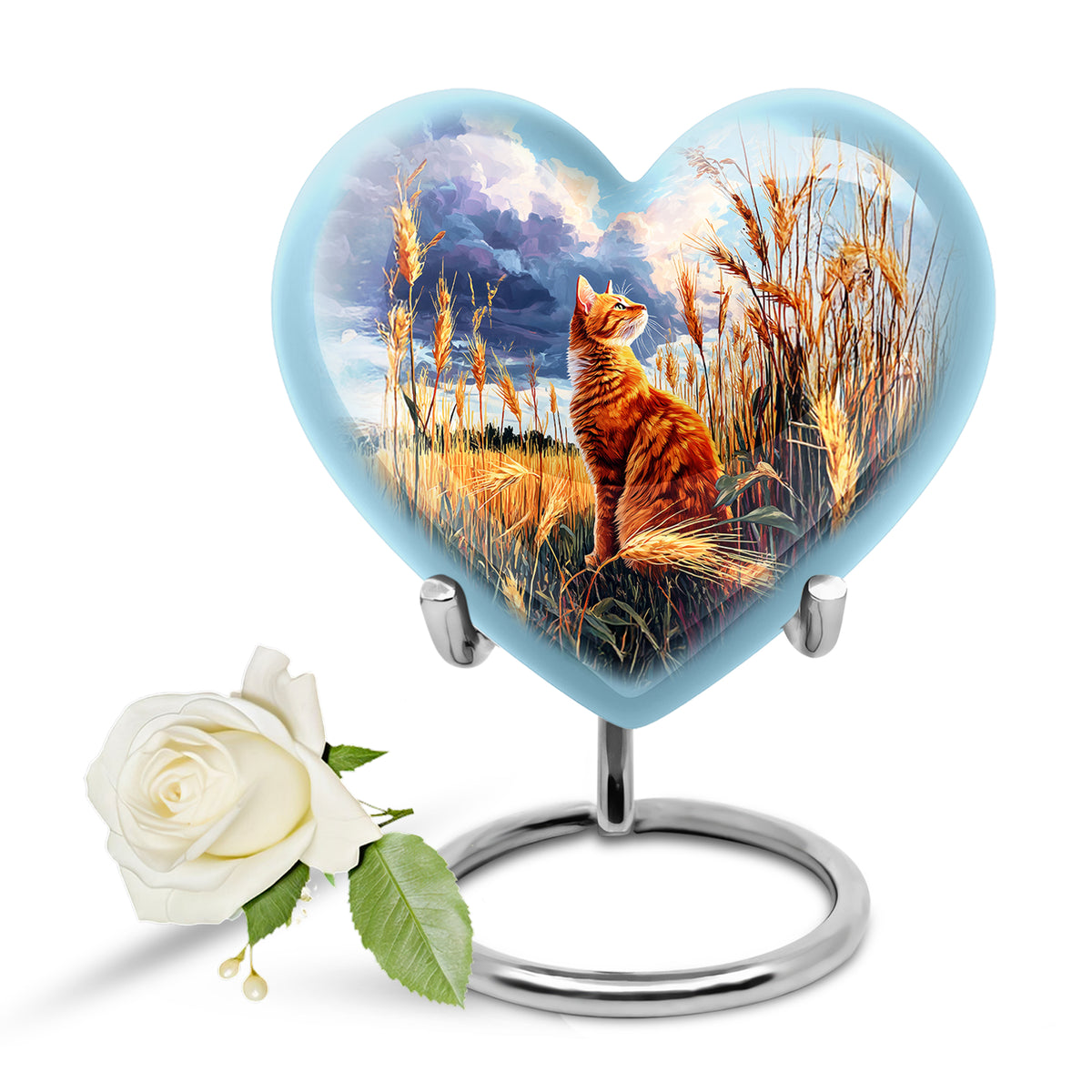 Personalized Blue Revered Cat Cremation Urns for Human Ashes - Yatskia