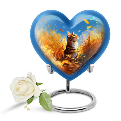 Harmonious Cat Cremation Urns for Human Ashes - Blue 10-inch - Yatskia