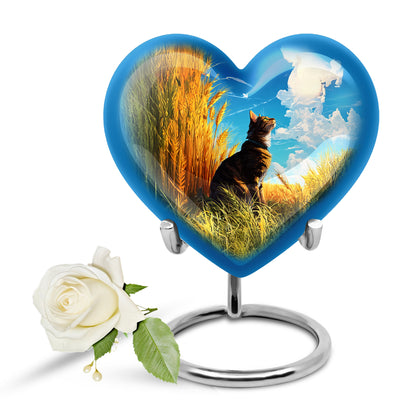 Personalized Cat Cremation Urns - Wondrous Blue 10-inch, 200 cu in - Yatskia