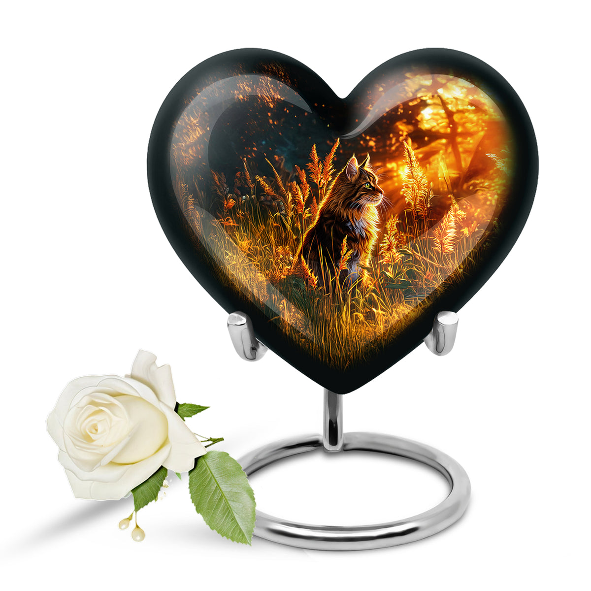 Black Stately Cat Cremation Urns for Human Ashes - Yatskia
