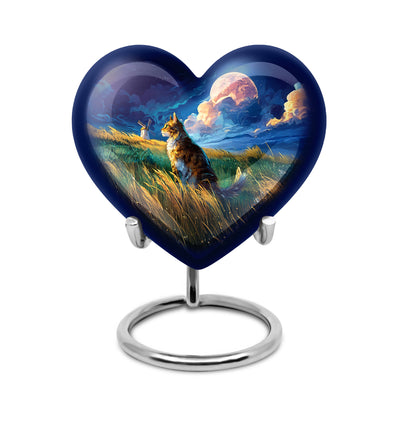 Blue Resounding Cat Memorial Urn for Ashes - Yatskia