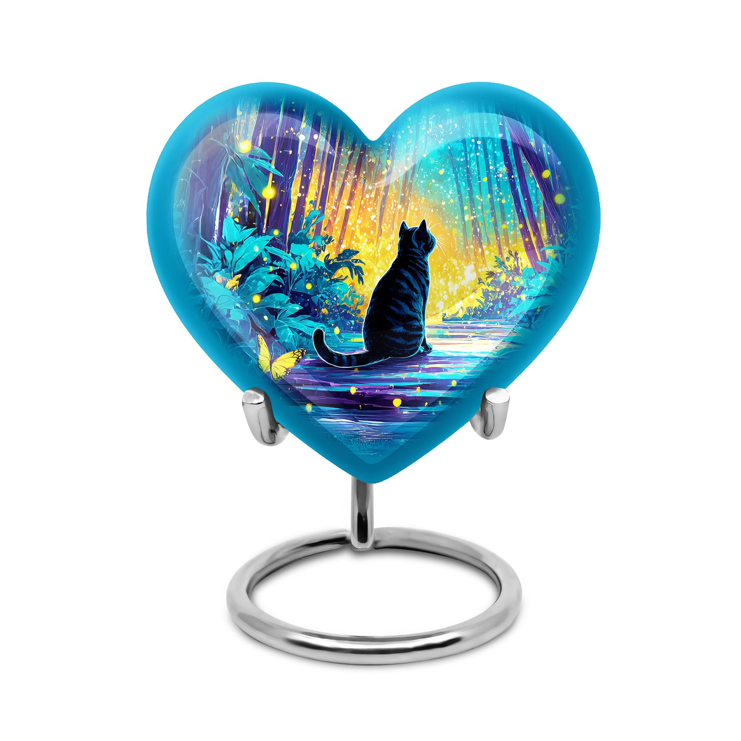 Personalized Teal Cat Cremation Urns for Ashes - Captivating 10-inch - Yatskia