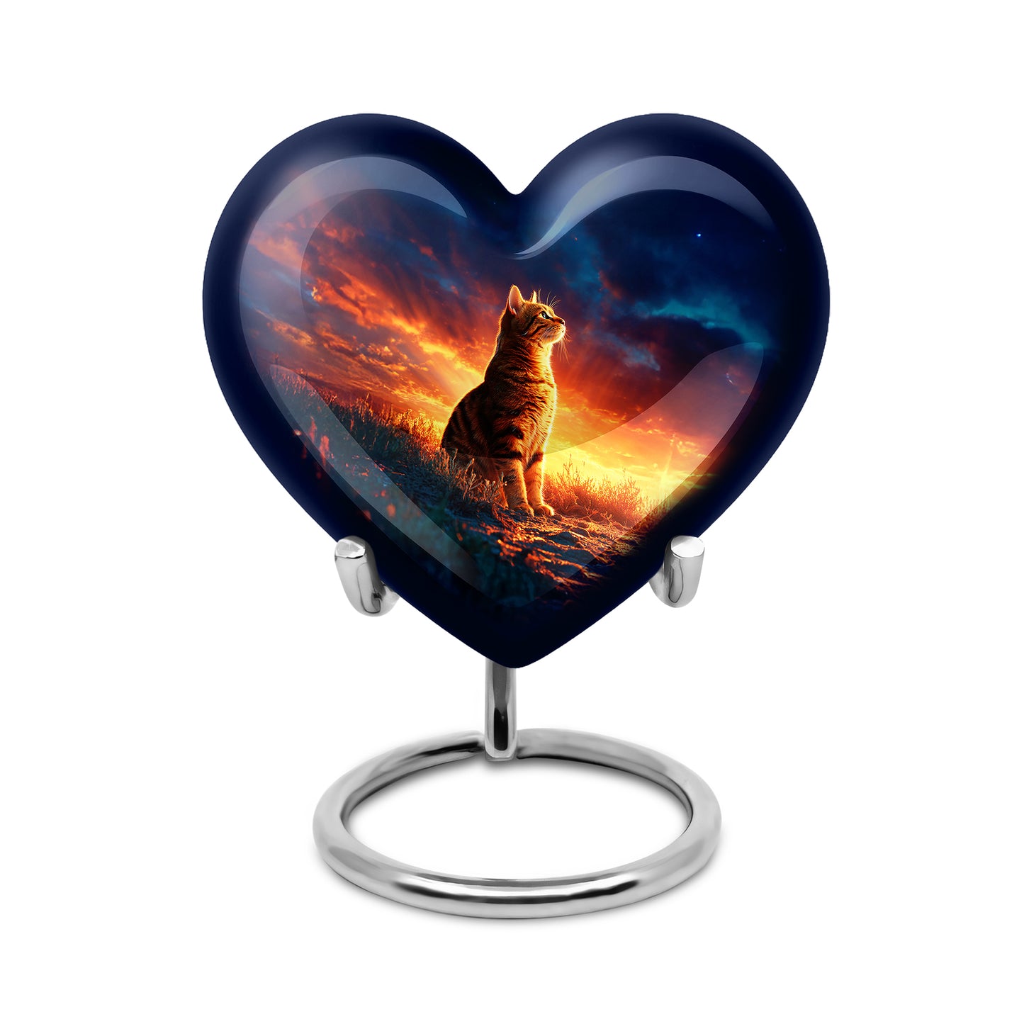 Illustrious Cat Memorial Cremation Urns - Blue 10-inch, 200 cu in - Yatskia