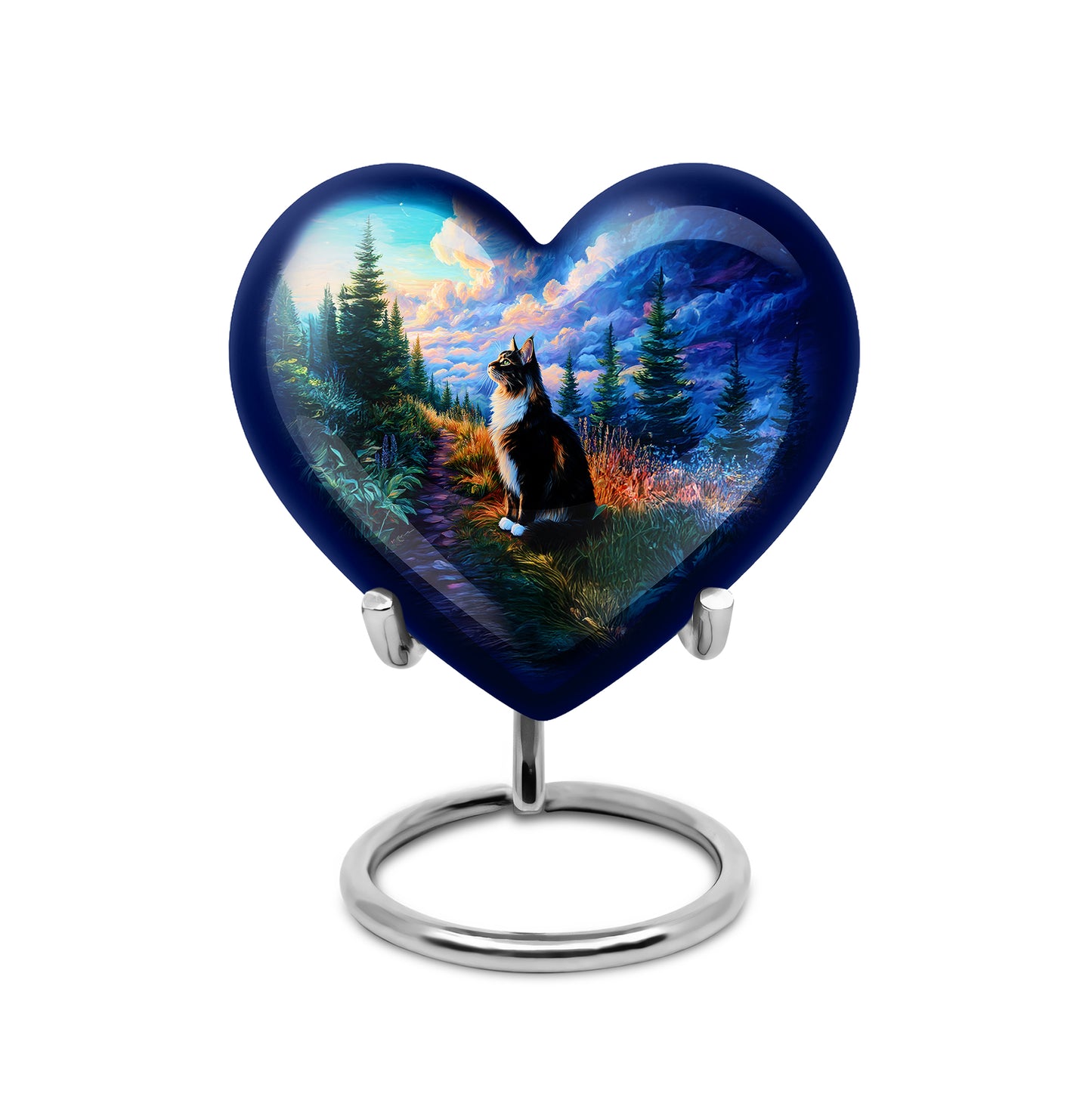 Blue Cat Treasure Cremation Urns for Human Ashes - 10-inch, 200 cu in - Yatskia