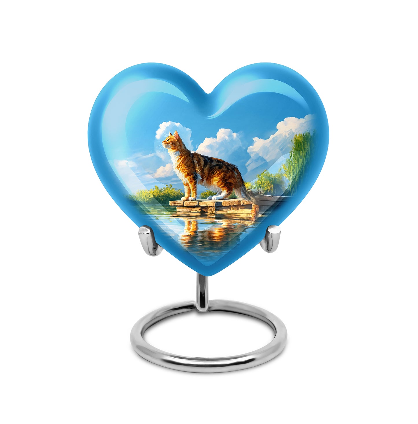 Regal Cat Memorial Cremation Urns - Blue 10-inch, 200 cu in - Yatskia