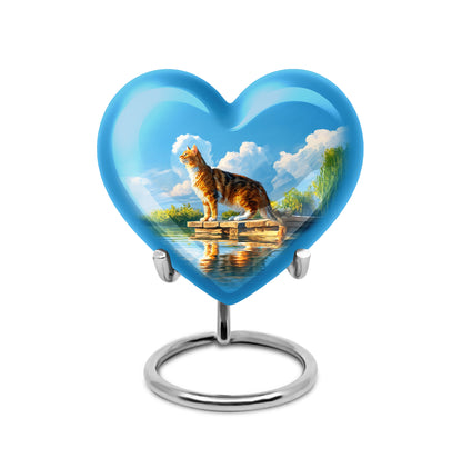 Regal Cat Memorial Cremation Urns - Blue 10-inch, 200 cu in - Yatskia