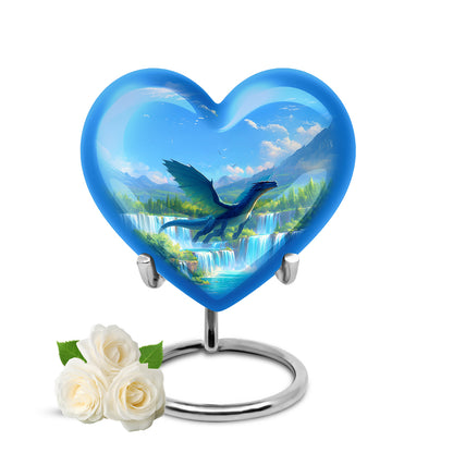 Resplendent Blue Dragon Cremation Urn for Ashes - 10-inch, 200 cu in - Yatskia