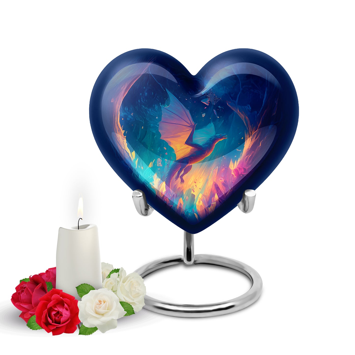 Blue Serene Dragon Memorial Urn for Ashes - 10-inch, 200 cu in - Yatskia