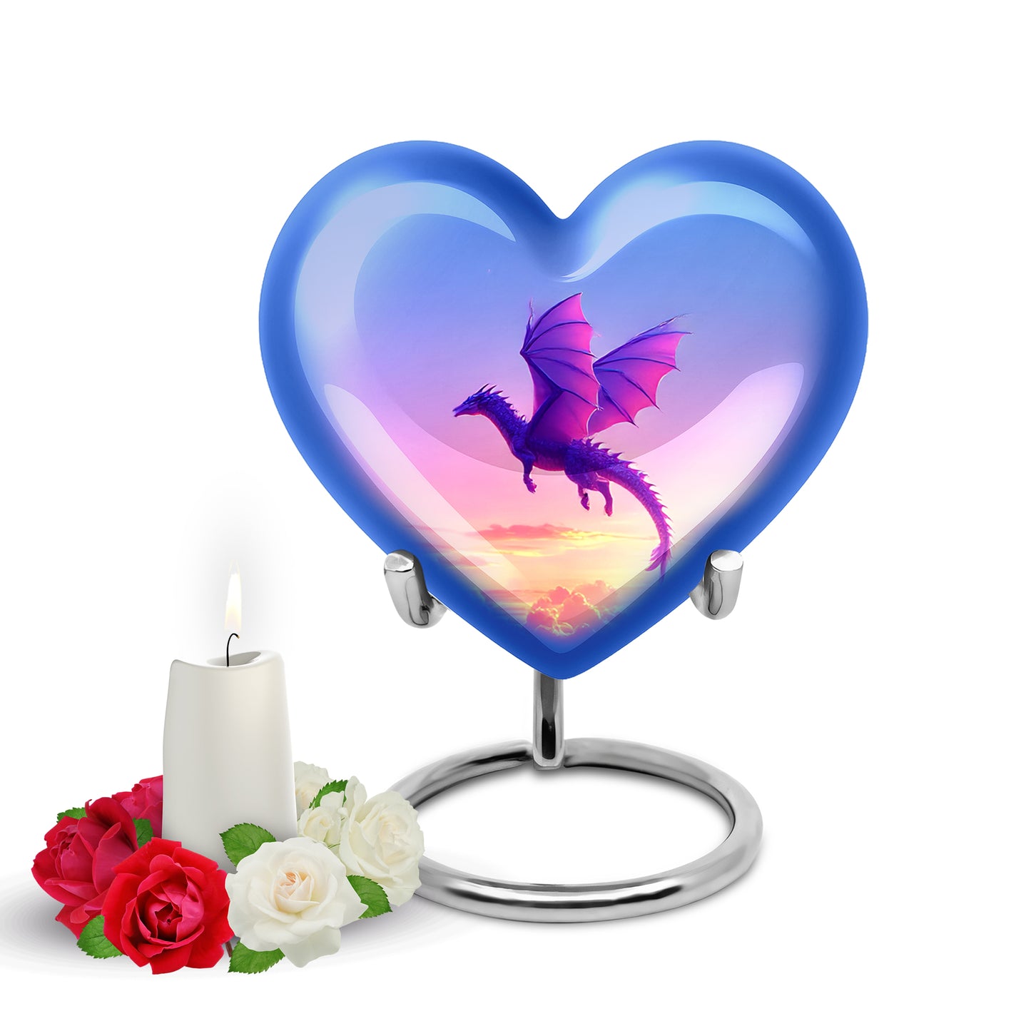 Luminous Blue Dragon Legacy Urn for Human Ashes - 10-inch, 200 cu in - Yatskia
