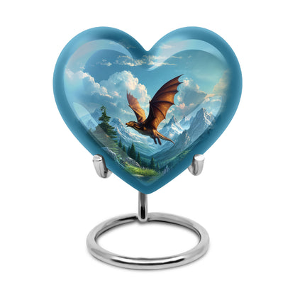 Personalized Blue Cherished Dragon Cremation Urns for Human Ashes - 10-inch, 200 cu in - Yatskia