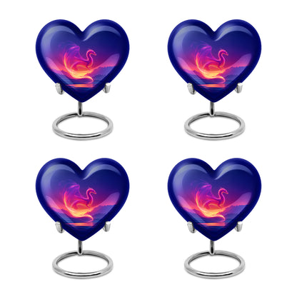 Powder Blue Dragon Cremation Urn angled view of lid and engraved motif - loving heart memorial featuring dragon pattern - 10 inch aluminum urn for cremated remains