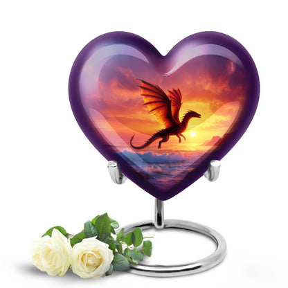 Purple Breathtaking Dragon Memorial Urn for Ashes - 10-inch, 200 cu in - Yatskia