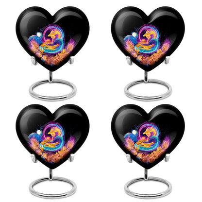 Rich Black Dragon Cremation Urn angled view of lid and engraved motif - heart-shaped dragon design symbolizing eternal love - 10 inch aluminum urn for cremated remains