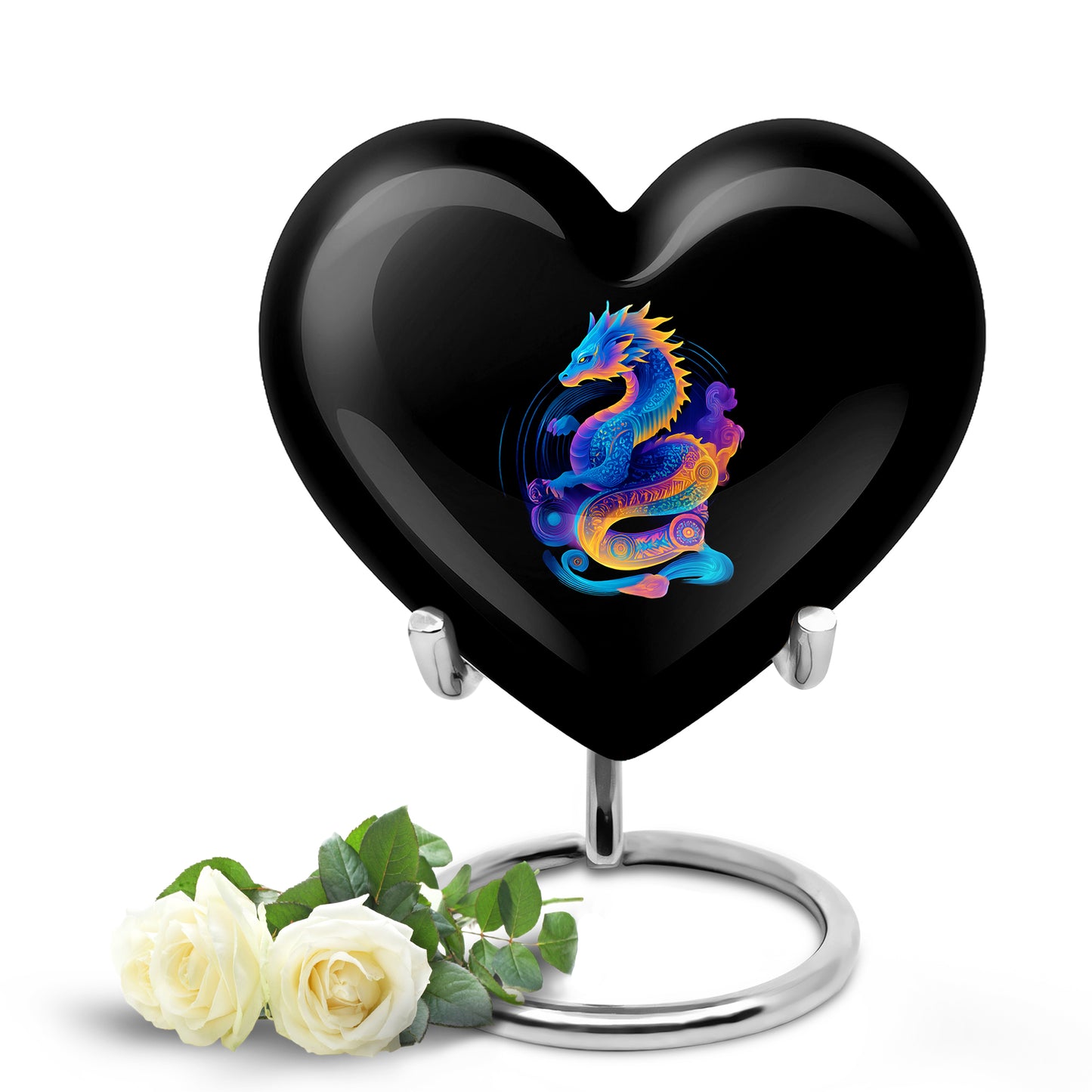 Blessed Dragon Cremation Urns for Human Ashes - Black 10-inch - Yatskia