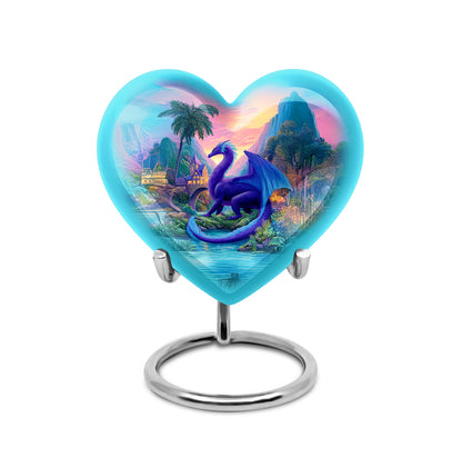 Ethereal Dragon Memorial Cremation Urns - Blue 10-inch, 200 cu in - Yatskia