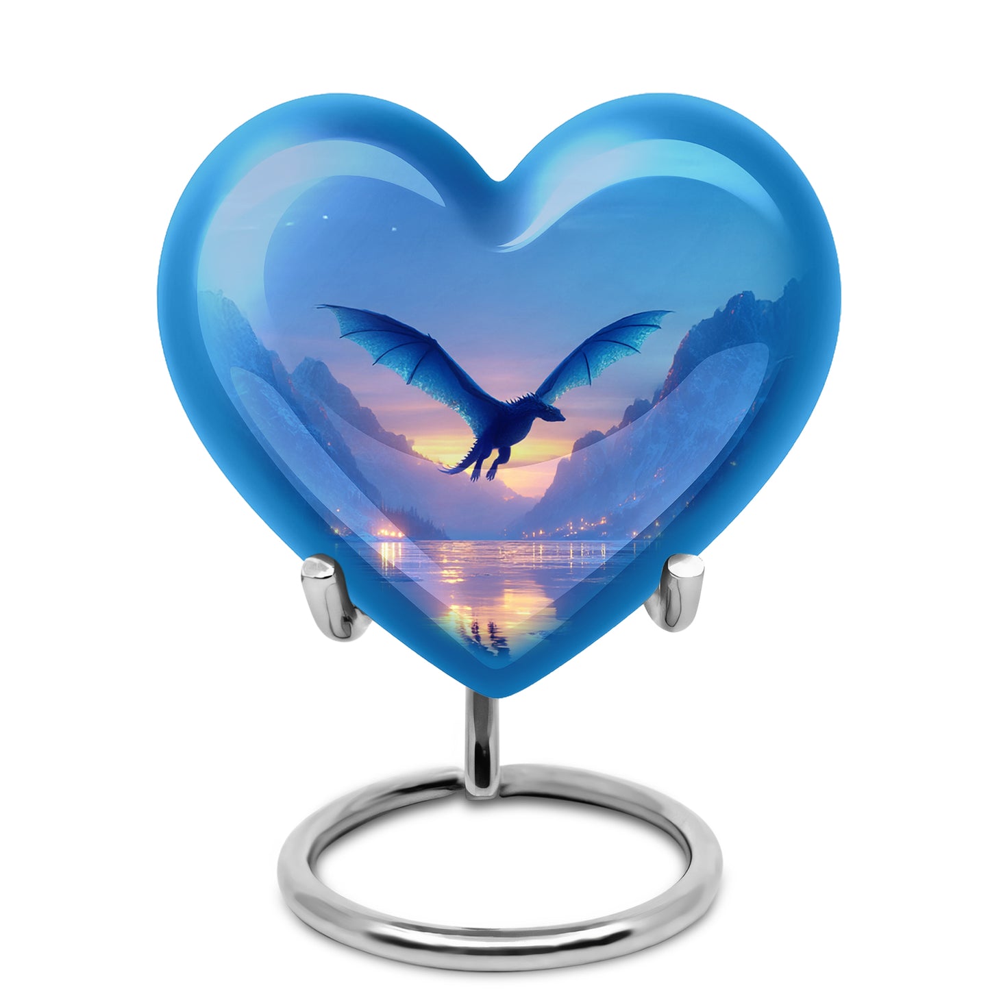 Personalized Seraphic Dragon Cremation Urns - Blue 10-inch, 200 cu in - Yatskia