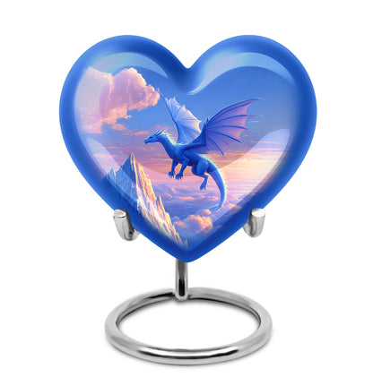Blue Beloved Dragon Cremation Urns for Human Ashes - 10-inch, 200 cu in - Yatskia