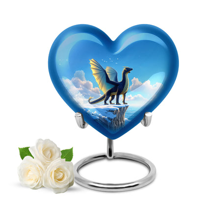Personalized Blue Cherished Dragon Cremation Urns for Human Ashes - 10-inch, 200 cu in - Yatskia