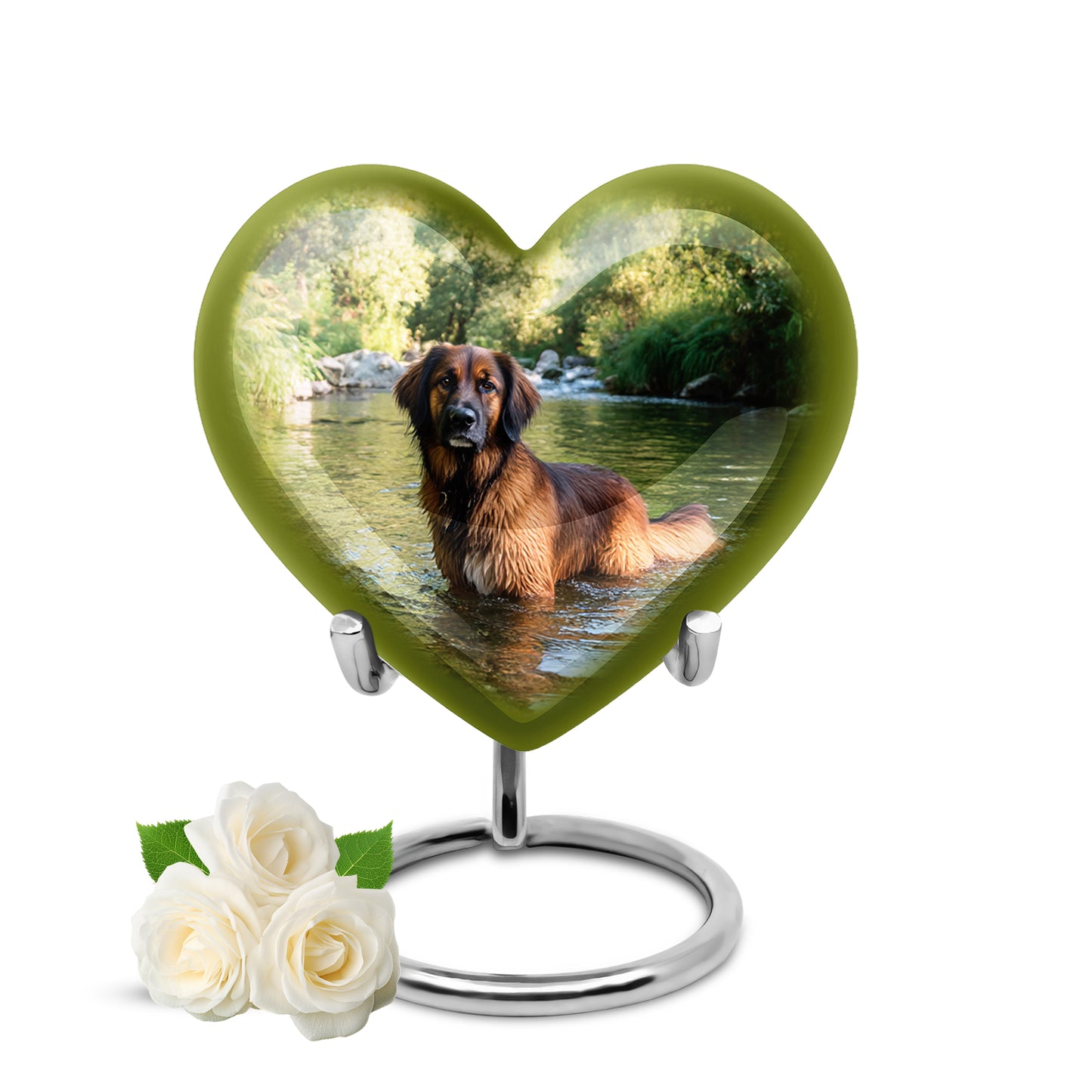 Distinguished Green Dog Cremation Urn for Ashes - 10-inch, 200 cu in - Yatskia