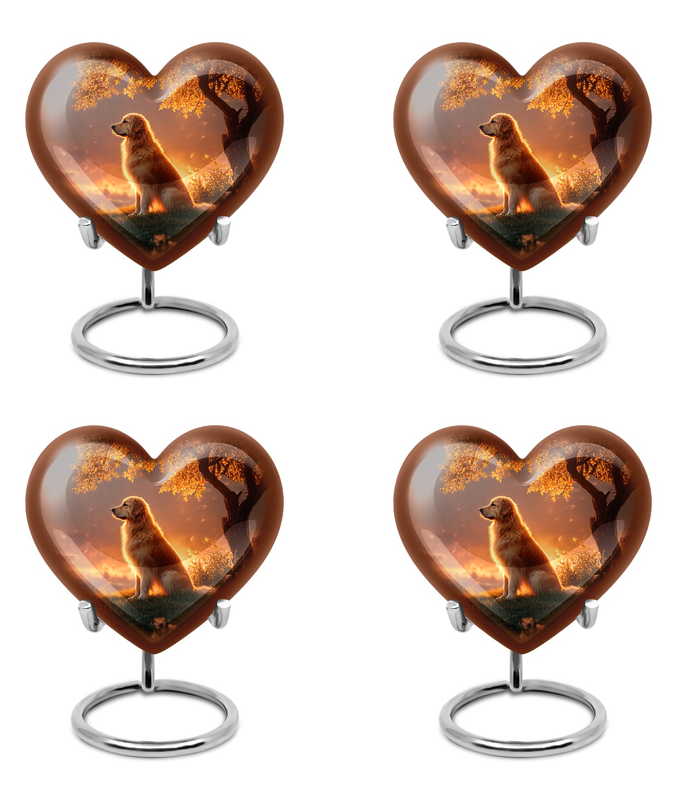 Rich Black Dog Cremation Urn angled view of lid and engraved motif - loving heart memorial featuring dog pattern - 10 inch aluminum urn for cremated remains