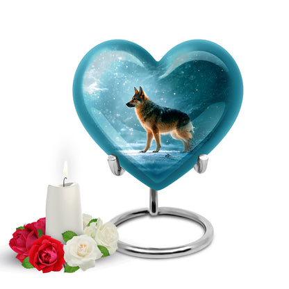 Teal Dog Dedication Cremation Urns for Human Ashes - 10-inch, 200 cu in - Yatskia