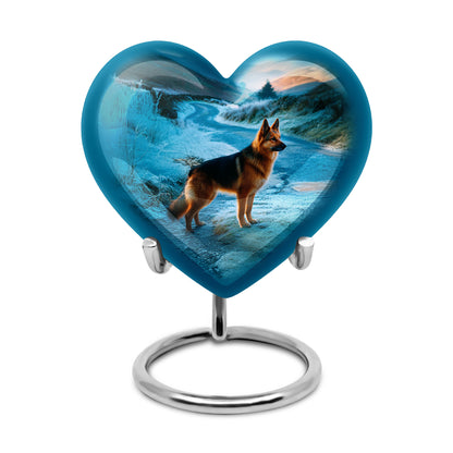 Everlasting Blue Dog Passage Urn for Human Ashes - 10-inch, 200 cu in - Yatskia