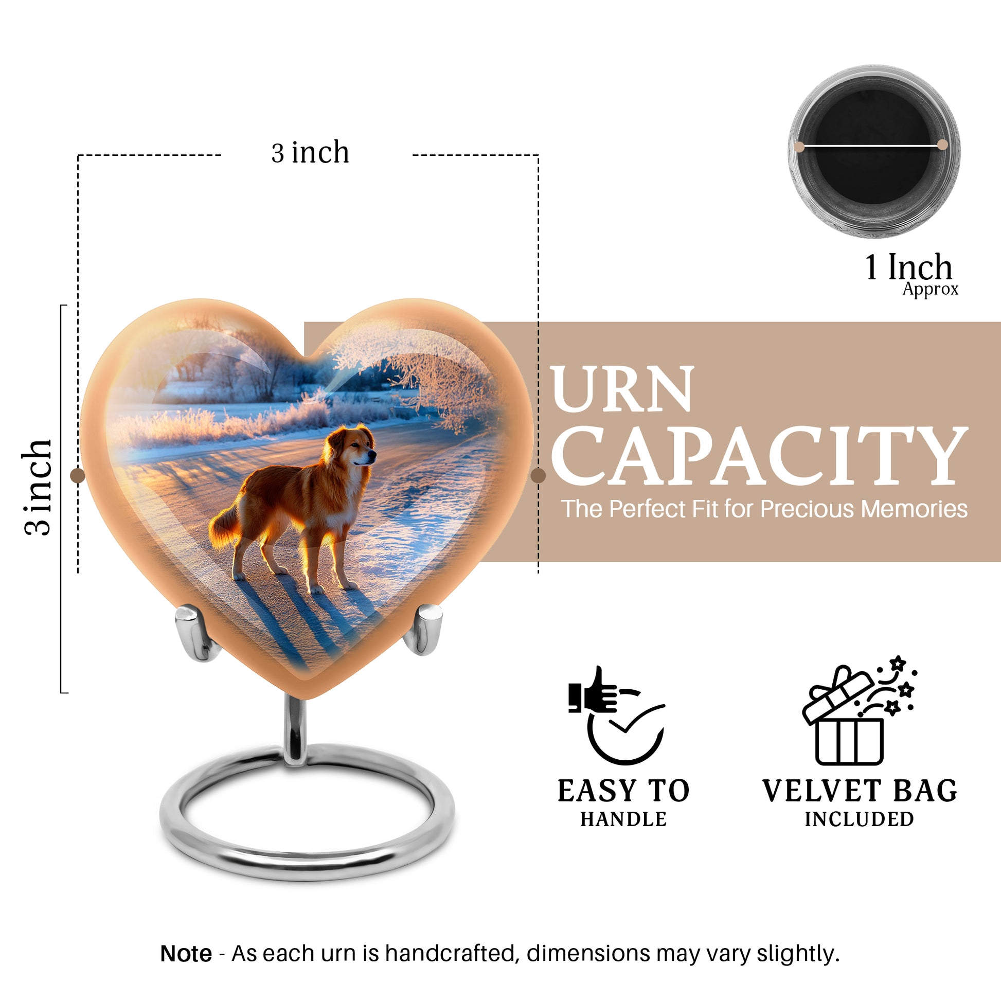 Sky Blue Dog Cremation Urn front view showing detailed design - heart-shaped dog design symbolizing eternal love - mini keepsake memorial for portion of cremation ashes