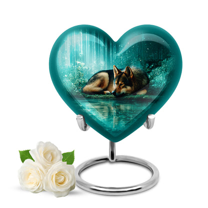 Stunning Teal Dog Comfort Urn for Human Ashes - 10-inch, 200 cu in - Yatskia