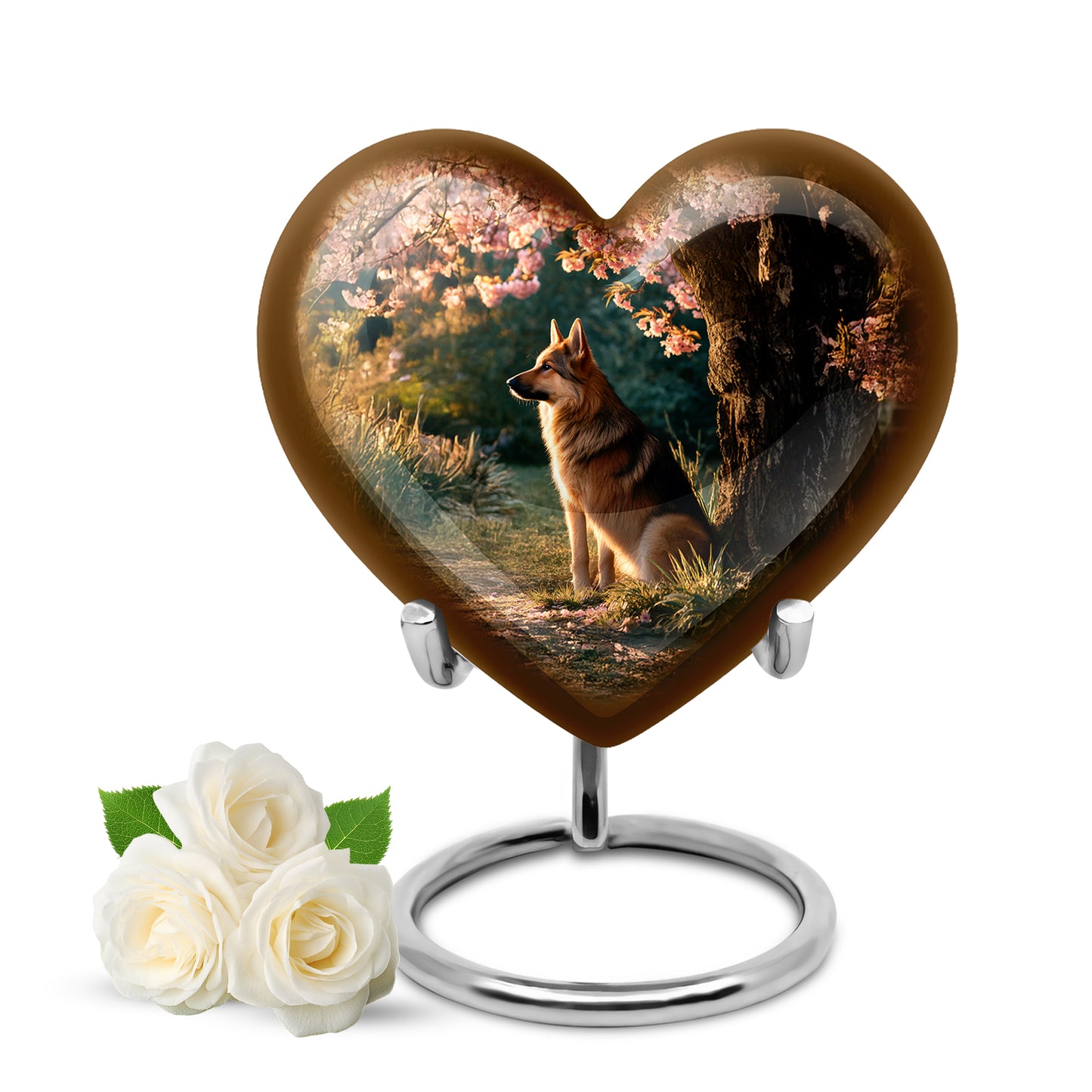 Everlasting Gold Dog Blessing Urn for Human Ashes - 10-inch, 200 cu in - Yatskia