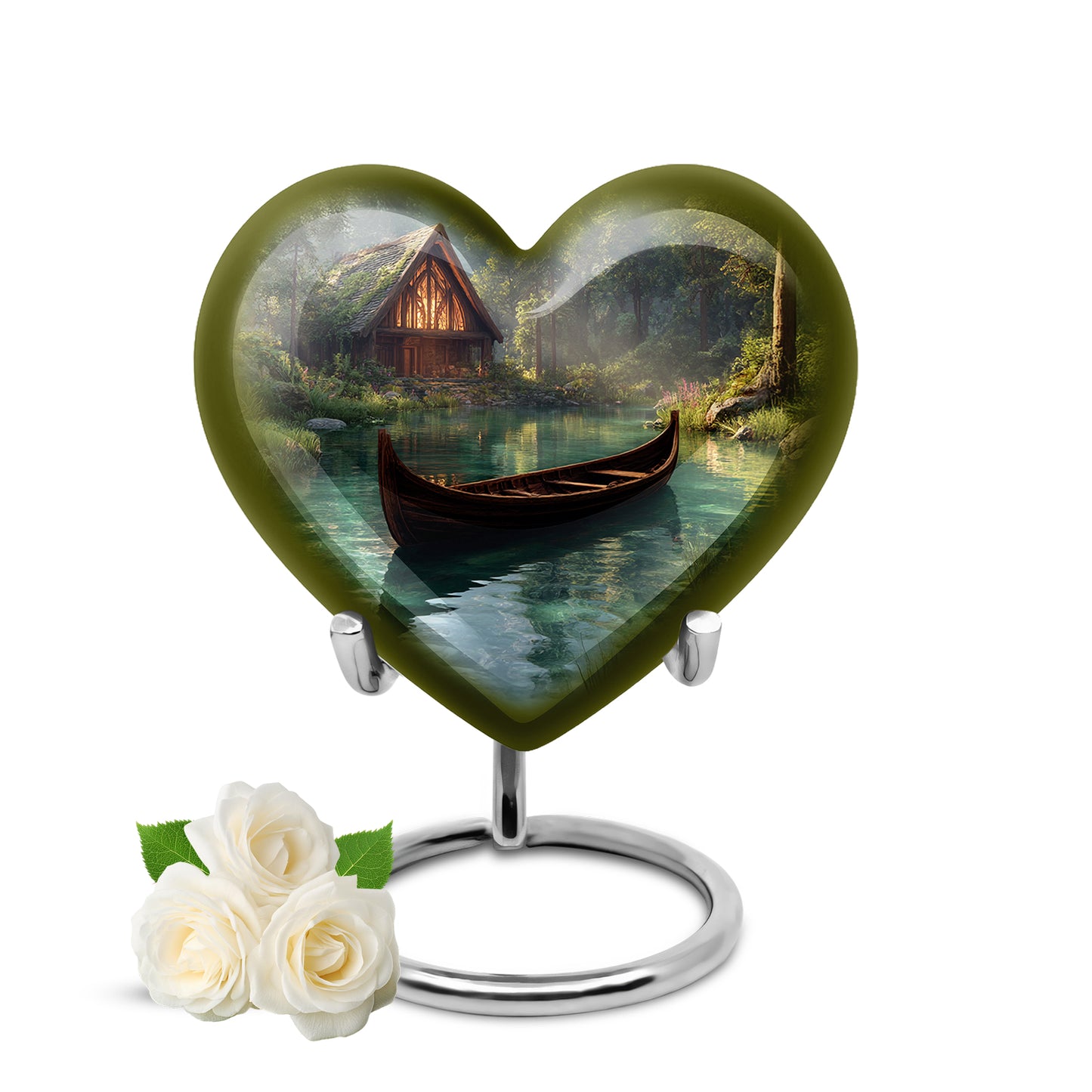 Divine Black Boat Cremation Urn for Ashes - 10-inch, 200 cu in - Yatskia