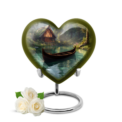 Divine Black Boat Cremation Urn for Ashes - 10-inch, 200 cu in - Yatskia