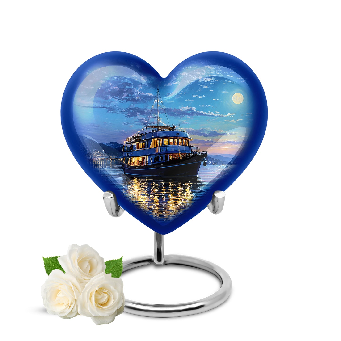 Personalized Seraphic Boat Cremation Urns - Blue 10-inch, 200 cu in - Yatskia