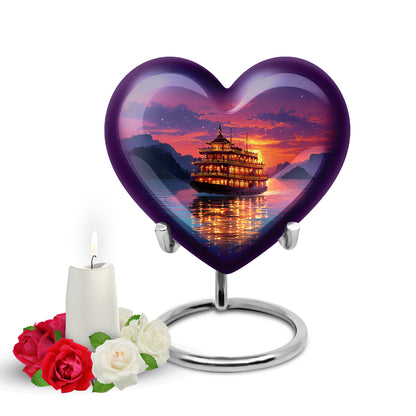 Purple Boat Sentinel Cremation Urns for Human Ashes - 10-inch, 200 cu in - Yatskia