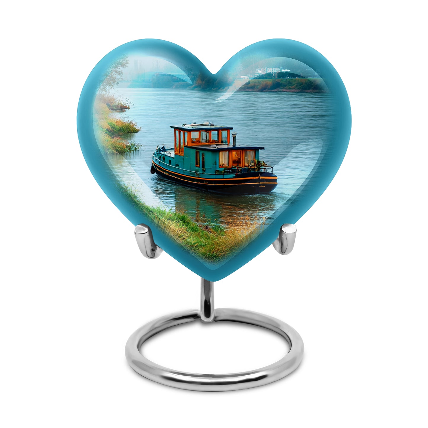 Teal Boat Cremation Urns - Enduring Sentinel 10-inch, 200 cu in - Yatskia