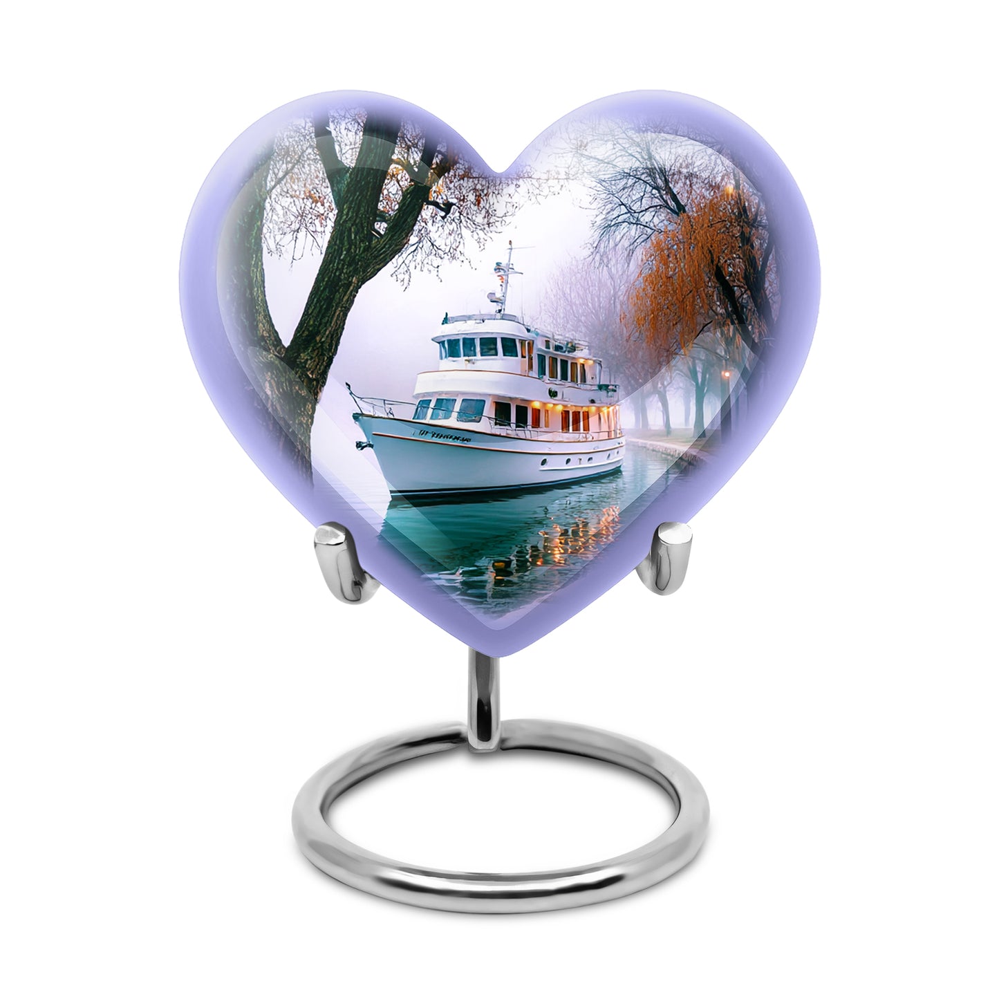Dignified White Boat Cremation Urn for Ashes - 10-inch, 200 cu in - Yatskia