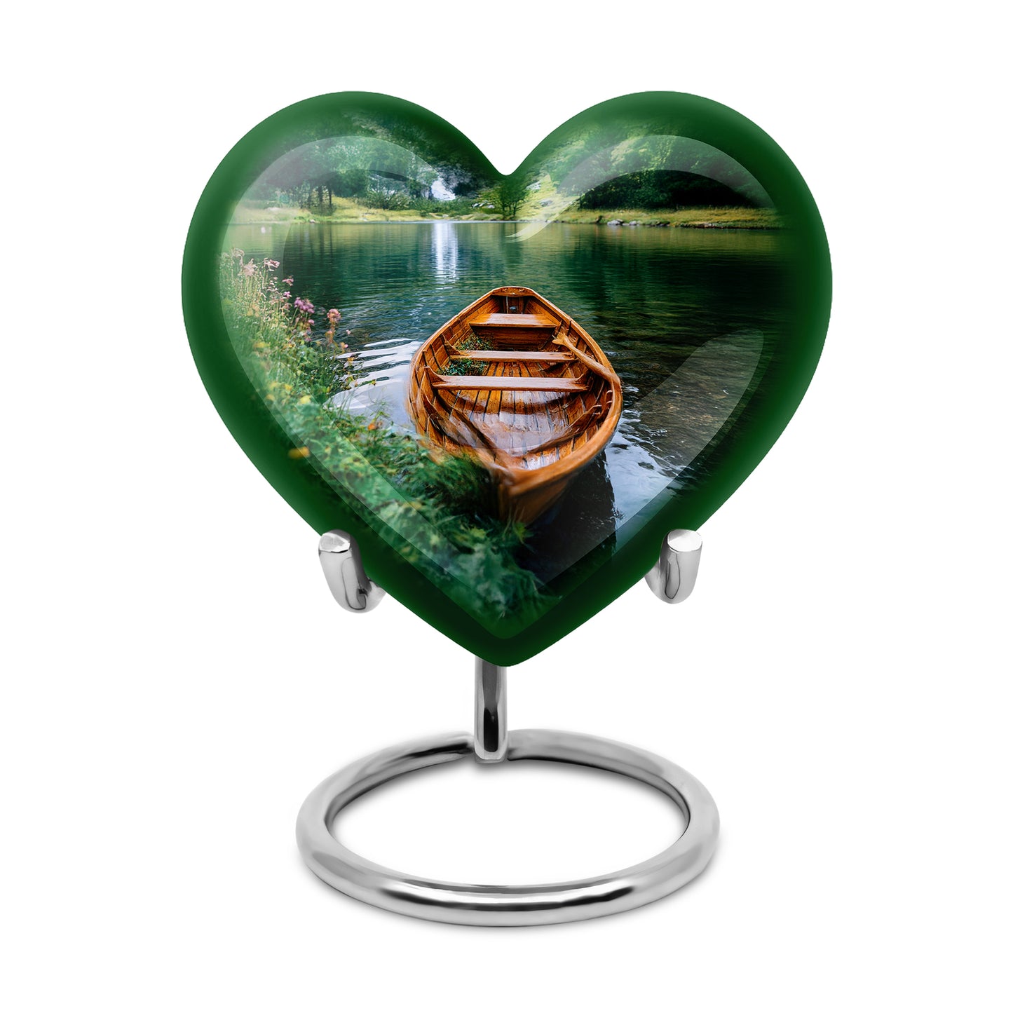 Green Boat Heritage Cremation Urns for Human Ashes - 10-inch, 200 cu in - Yatskia