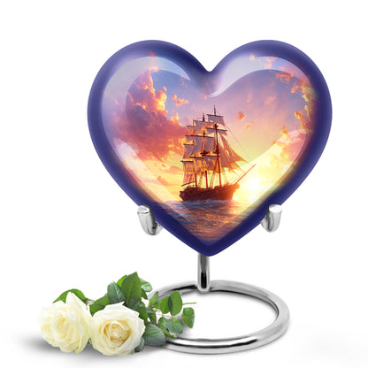 Personalized Blue Boat Cremation Urns for Ashes - Majestic 10-inch - Yatskia