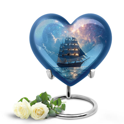 Personalized Boat Cremation Urns - Tranquil Blue 10-inch, 200 cu in - Yatskia