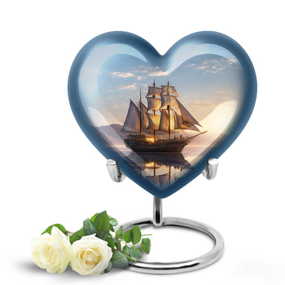 Sublime Boat Cremation Urns for Human Ashes - Blue 10-inch - Yatskia