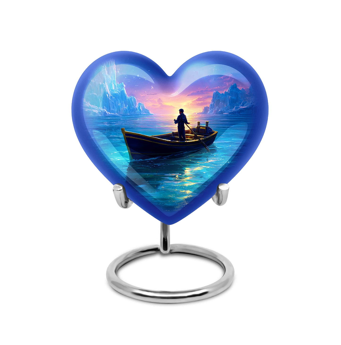 Blue Boat Cremation Urns - Enduring Farewell 10-inch, 200 cu in - Yatskia