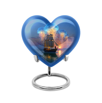 Remarkable Boat Memorial Cremation Urns - Blue 10-inch, 200 cu in - Yatskia