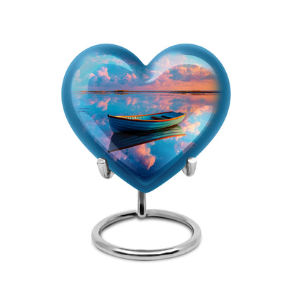 Radiant Boat Memorial Cremation Urns - Blue 10-inch, 200 cu in - Yatskia