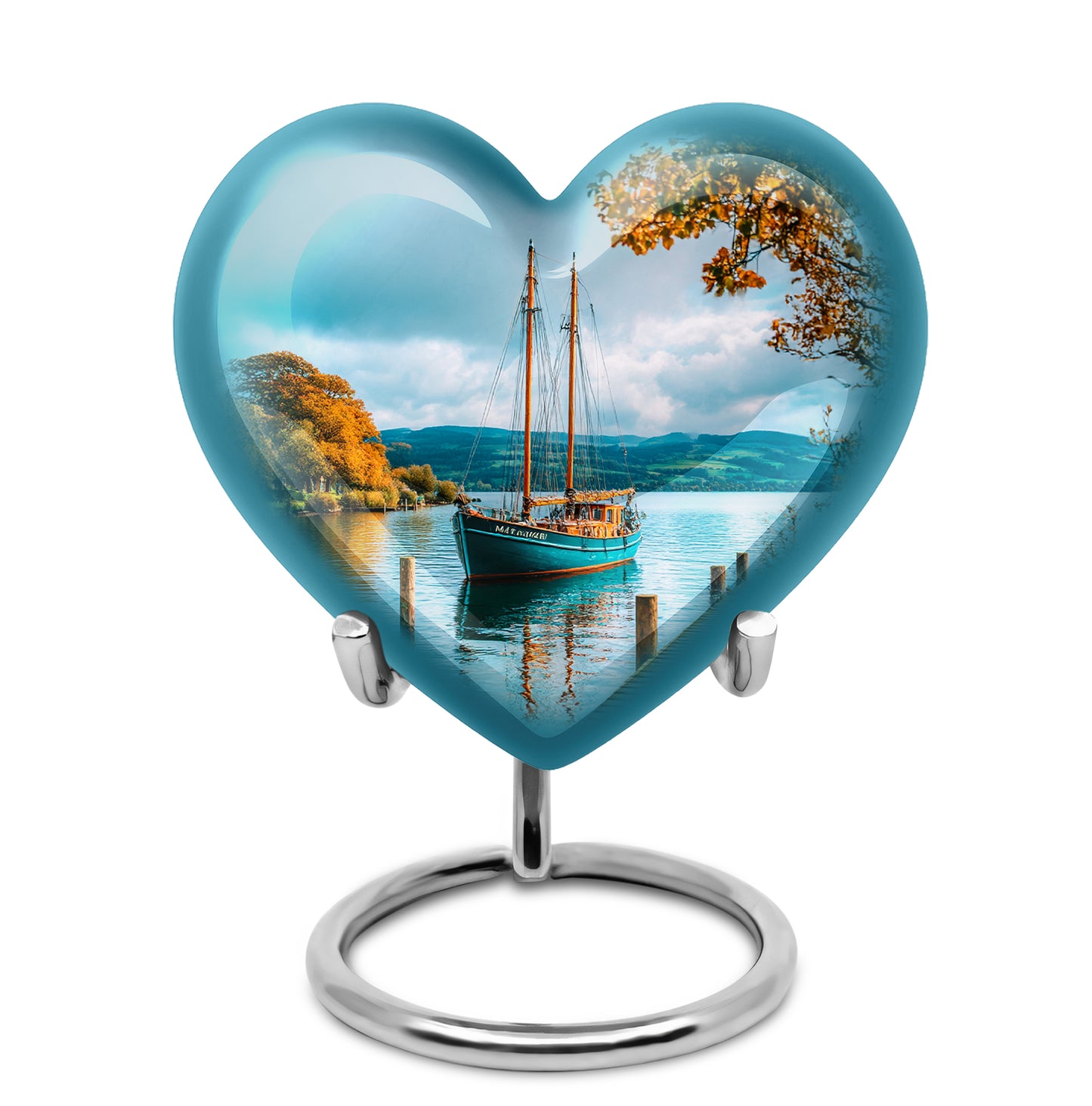 Personalized Teal Boat Cremation Urns for Ashes - Captivating 10-inch - Yatskia