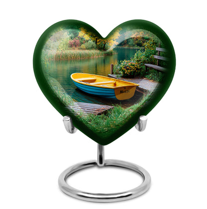 Harmonious Boat Cremation Urns for Human Ashes - Teal 10-inch - Yatskia