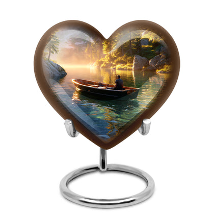 Gold Beloved Boat Cremation Urns for Human Ashes - 10-inch, 200 cu in - Yatskia