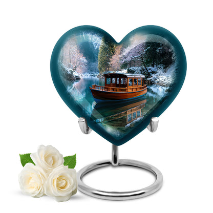 Personalized Seraphic Boat Cremation Urns - Blue 10-inch, 200 cu in - Yatskia